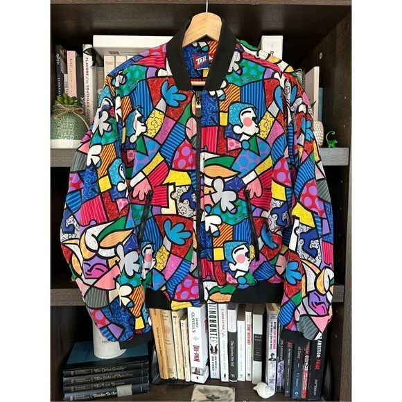 Vintage 1990s Tail Romero Britto Vintage Pop Art Bomber Jacket Size Small - Picture 1 of 11